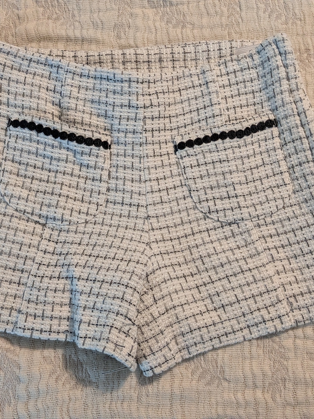 Janie and Jack White Tweed Shorts with Black Trim